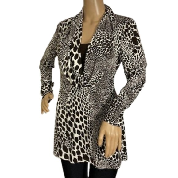 Joseph Ribkoff Animal Print Cowl Neck Tunic Top - Picture 4 of 8